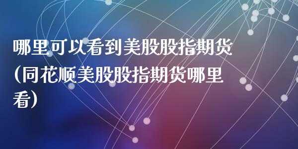 哪里可以看到美股股指期货(同花顺美股股指期货哪里看)_https://www.zztgc.com_黄金期货_第1张