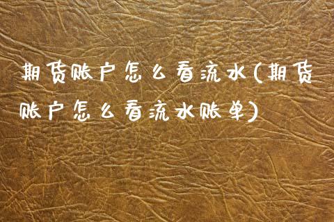 期货账户怎么看流水(期货账户怎么看流水账单)_https://www.zztgc.com_黄金期货_第1张