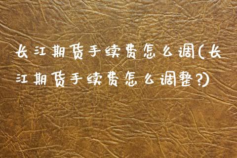长江期货手续费怎么调(长江期货手续费怎么调整?)_https://www.zztgc.com_期货行情_第1张