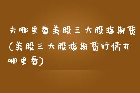 去哪里看美股三大股指期货(美股三大股指期货行情在哪里看)_https://www.zztgc.com_期货入门_第1张