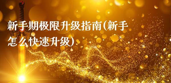 新手期极限升级指南(新手怎么快速升级)_https://www.zztgc.com_原油期货_第1张