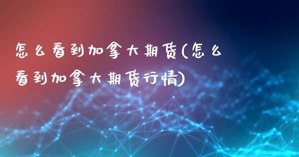 怎么看到加拿大期货(怎么看到加拿大期货行情)_https://www.zztgc.com_期货行情_第1张