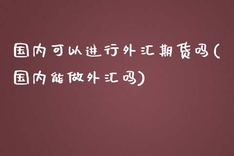 国内可以进行外汇期货吗(国内能做外汇吗)_https://www.zztgc.com_期货入门_第1张