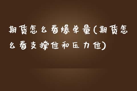 期货怎么看爆单量(期货怎么看支撑位和压力位)_https://www.zztgc.com_黄金期货_第1张