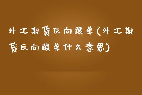 外汇期货反向跟单(外汇期货反向跟单什么意思)_https://www.zztgc.com_期货行情_第1张
