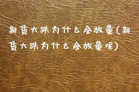 期货大跌为什么会放量(期货大跌为什么会放量呢)_https://www.zztgc.com_黄金期货_第1张