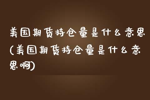 美国期货持仓量是什么意思(美国期货持仓量是什么意思啊)_https://www.zztgc.com_黄金期货_第1张