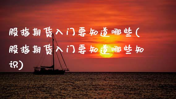 股指期货入门要知道哪些(股指期货入门要知道哪些知识)_https://www.zztgc.com_黄金期货_第1张