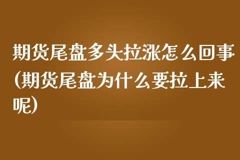 期货尾盘多头拉涨怎么回事(期货尾盘为什么要拉上来呢)_https://www.zztgc.com_期货行情_第1张