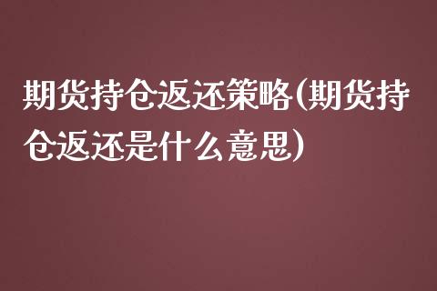期货持仓返还策略(期货持仓返还是什么意思)_https://www.zztgc.com_期货入门_第1张