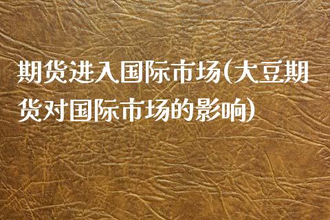 期货进入国际市场(大豆期货对国际市场的影响)_https://www.zztgc.com_期货入门_第1张