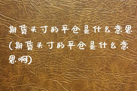 期货头寸的平仓是什么意思(期货头寸的平仓是什么意思啊)_https://www.zztgc.com_黄金期货_第1张
