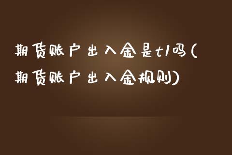 期货账户出入金是t1吗(期货账户出入金规则)_https://www.zztgc.com_黄金期货_第1张