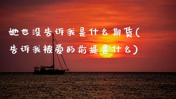 她也没告诉我是什么期货(告诉我被爱的前提是什么)_https://www.zztgc.com_期货直播_第1张