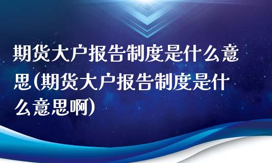 期货大户报告制度是什么意思(期货大户报告制度是什么意思啊)_https://www.zztgc.com_原油期货_第1张