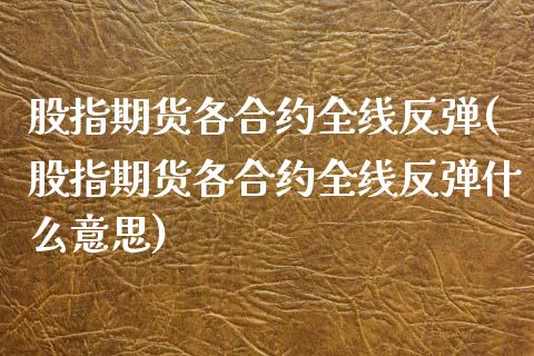 股指期货各合约全线反弹(股指期货各合约全线反弹什么意思)_https://www.zztgc.com_原油期货_第1张