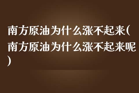 南方原油为什么涨不起来(南方原油为什么涨不起来呢)_https://www.zztgc.com_原油期货_第1张