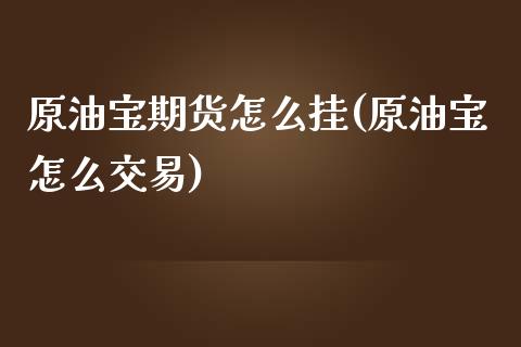 原油宝期货怎么挂(原油宝怎么交易)_https://www.zztgc.com_原油期货_第1张