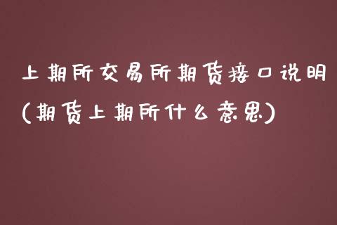 上期所交易所期货接口说明(期货上期所什么意思)_https://www.zztgc.com_期货行情_第1张