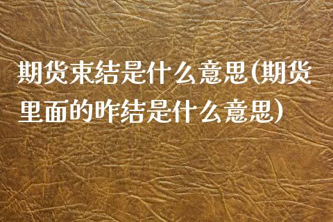 期货束结是什么意思(期货里面的昨结是什么意思)_https://www.zztgc.com_期货直播_第1张