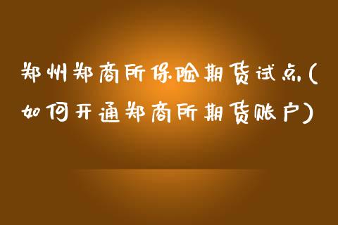 郑州郑商所保险期货试点(如何开通郑商所期货账户)_https://www.zztgc.com_期货行情_第1张