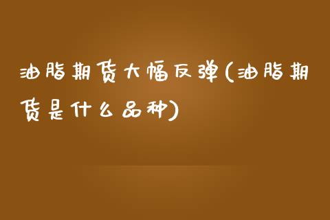 油脂期货大幅反弹(油脂期货是什么品种)_https://www.zztgc.com_期货直播_第1张