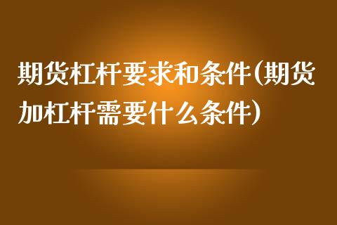 期货杠杆要求和条件(期货加杠杆需要什么条件)_https://www.zztgc.com_期货行情_第1张