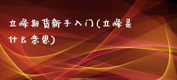 立峰期货新手入门(立峰是什么意思)_https://www.zztgc.com_期货入门_第1张