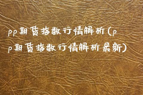 pp期货指数行情解析(pp期货指数行情解析最新)_https://www.zztgc.com_期货入门_第1张