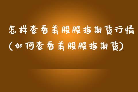 怎样查看美股股指期货行情(如何查看美股股指期货)_https://www.zztgc.com_原油期货_第1张