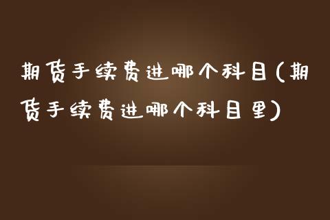 期货手续费进哪个科目(期货手续费进哪个科目里)_https://www.zztgc.com_原油期货_第1张
