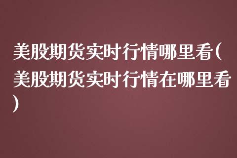 美股期货实时行情哪里看(美股期货实时行情在哪里看)_https://www.zztgc.com_期货直播_第1张