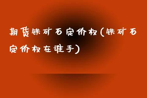 期货铁矿石定价权(铁矿石定价权在谁手)_https://www.zztgc.com_期货入门_第1张