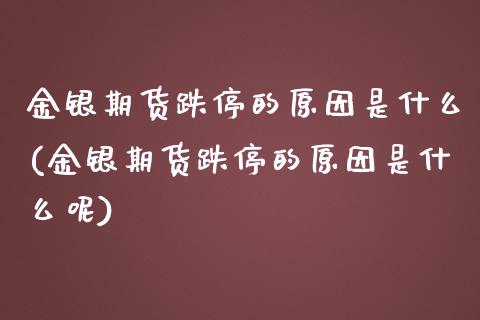 金银期货跌停的原因是什么(金银期货跌停的原因是什么呢)_https://www.zztgc.com_期货入门_第1张