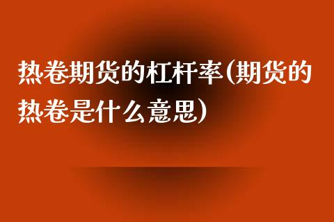 热卷期货的杠杆率(期货的热卷是什么意思)_https://www.zztgc.com_黄金期货_第1张