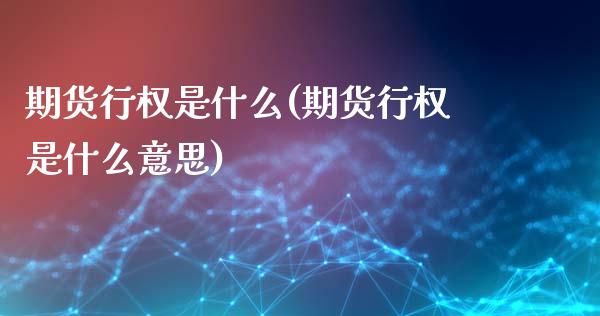 期货行权是什么(期货行权是什么意思)_https://www.zztgc.com_期货直播_第1张