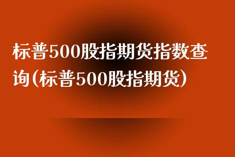 标普500股指期货指数查询(标普500股指期货)_https://www.zztgc.com_期货入门_第1张