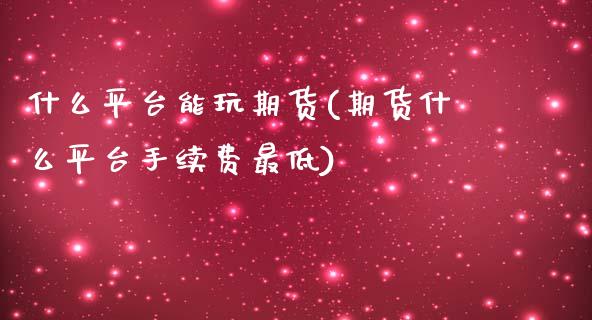 什么平台能玩期货(期货什么平台手续费最低)_https://www.zztgc.com_期货入门_第1张
