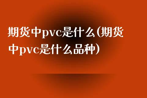 期货中pvc是什么(期货中pvc是什么品种)_https://www.zztgc.com_原油期货_第1张