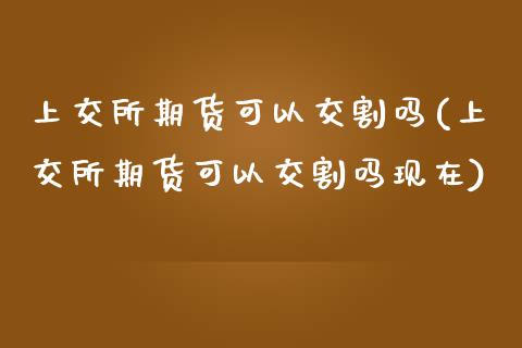 上交所期货可以交割吗(上交所期货可以交割吗现在)_期货入门_第1张_珍投期货网 上交所期货可以交割吗(上交所期货可以交割吗现在)_https://www.zztgc.com_期货入门_第1张