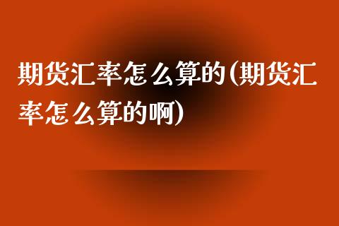 期货汇率怎么算的(期货汇率怎么算的啊)_https://www.zztgc.com_原油期货_第1张
