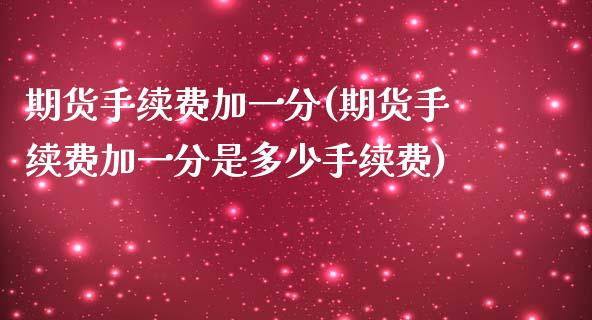期货手续费加一分(期货手续费加一分是多少手续费)_https://www.zztgc.com_期货直播_第1张