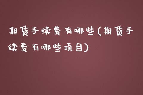 期货手续费有哪些(期货手续费有哪些项目)_https://www.zztgc.com_原油期货_第1张
