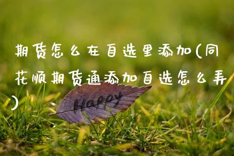 期货怎么在自选里添加(同花顺期货通添加自选怎么弄)_https://www.zztgc.com_黄金期货_第1张