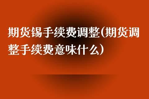 期货锡手续费调整(期货调整手续费意味什么)_https://www.zztgc.com_期货行情_第1张