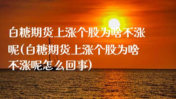 白糖期货上涨个股为啥不涨呢(白糖期货上涨个股为啥不涨呢怎么回事)_https://www.zztgc.com_期货直播_第1张