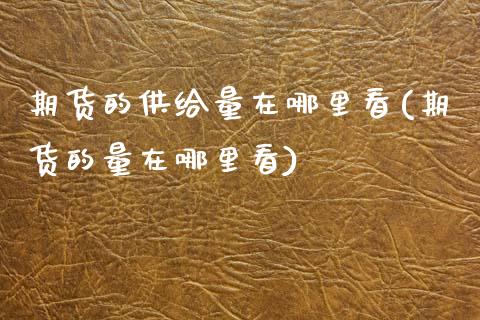 期货的供给量在哪里看(期货的量在哪里看)_https://www.zztgc.com_黄金期货_第1张