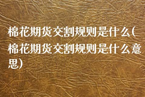 棉花期货交割规则是什么(棉花期货交割规则是什么意思)_https://www.zztgc.com_期货行情_第1张