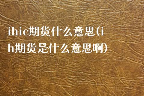 ihic期货什么意思(ih期货是什么意思啊)_https://www.zztgc.com_黄金期货_第1张
