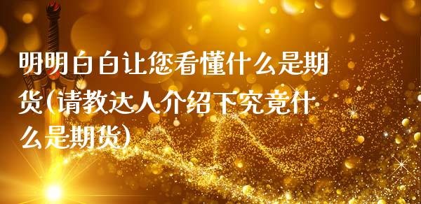 明明白白让您看懂什么是期货(请教达人介绍下究竟什么是期货)_https://www.zztgc.com_期货行情_第1张